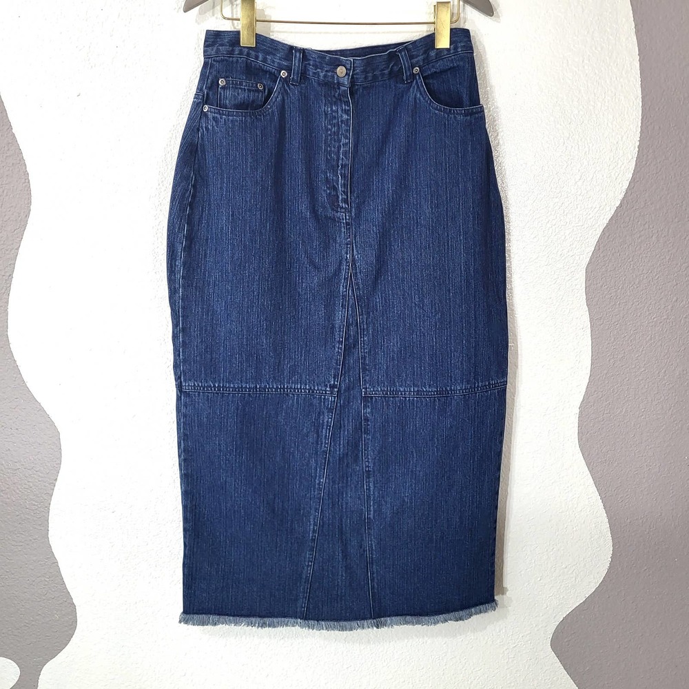 Original Ty Wear Womens XL 14 Blue Denim Jean Midi Skirt Long